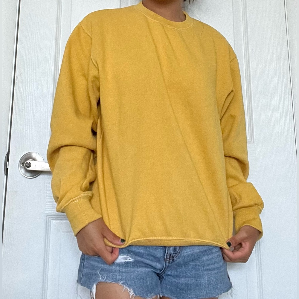 John Galt Brandy Melville Mustard Yellow Crewneck Sweater- US Small